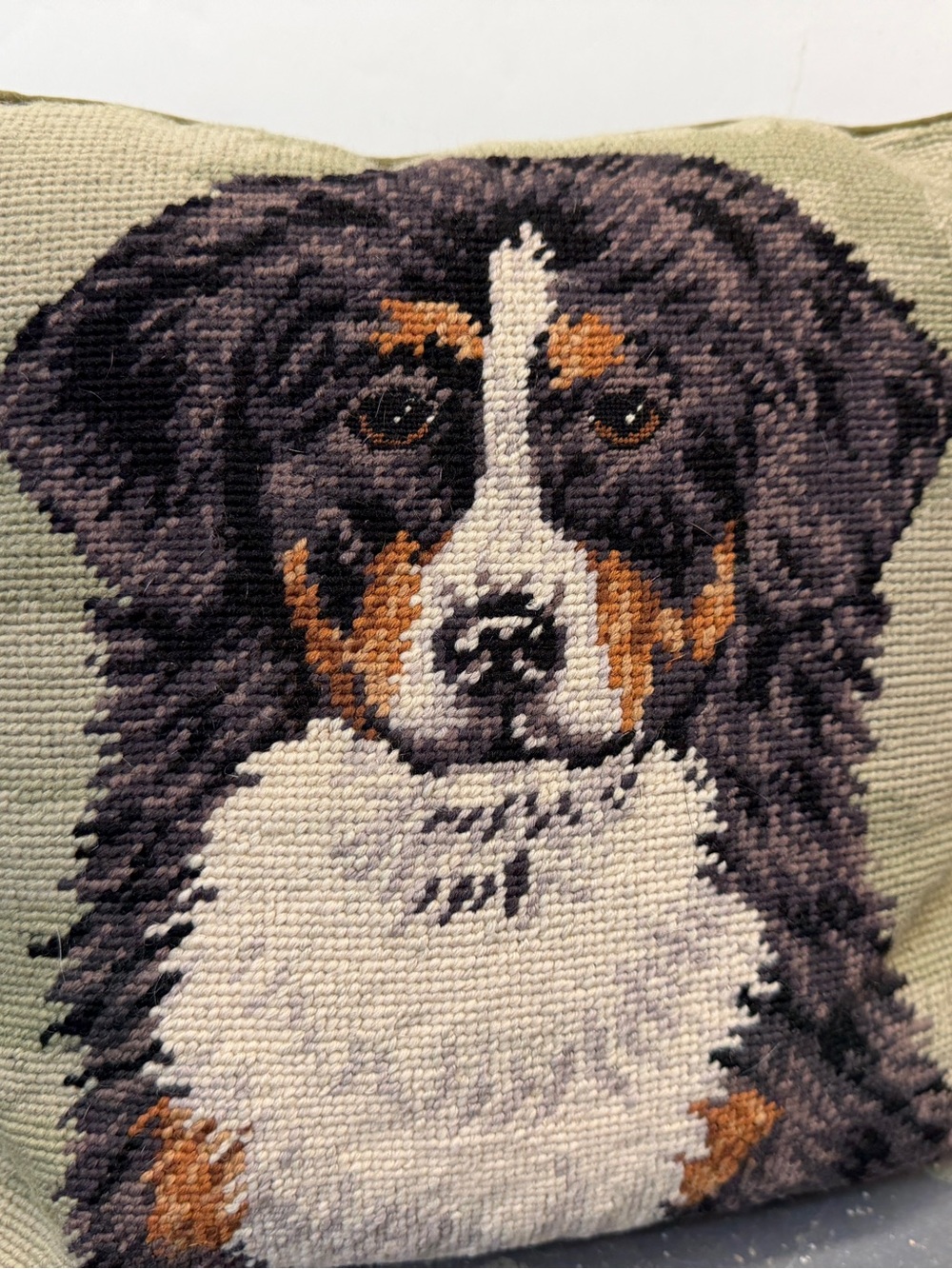 Bernese Mountain Dog Puppy Needlepoint throw Pillow Cover vintage